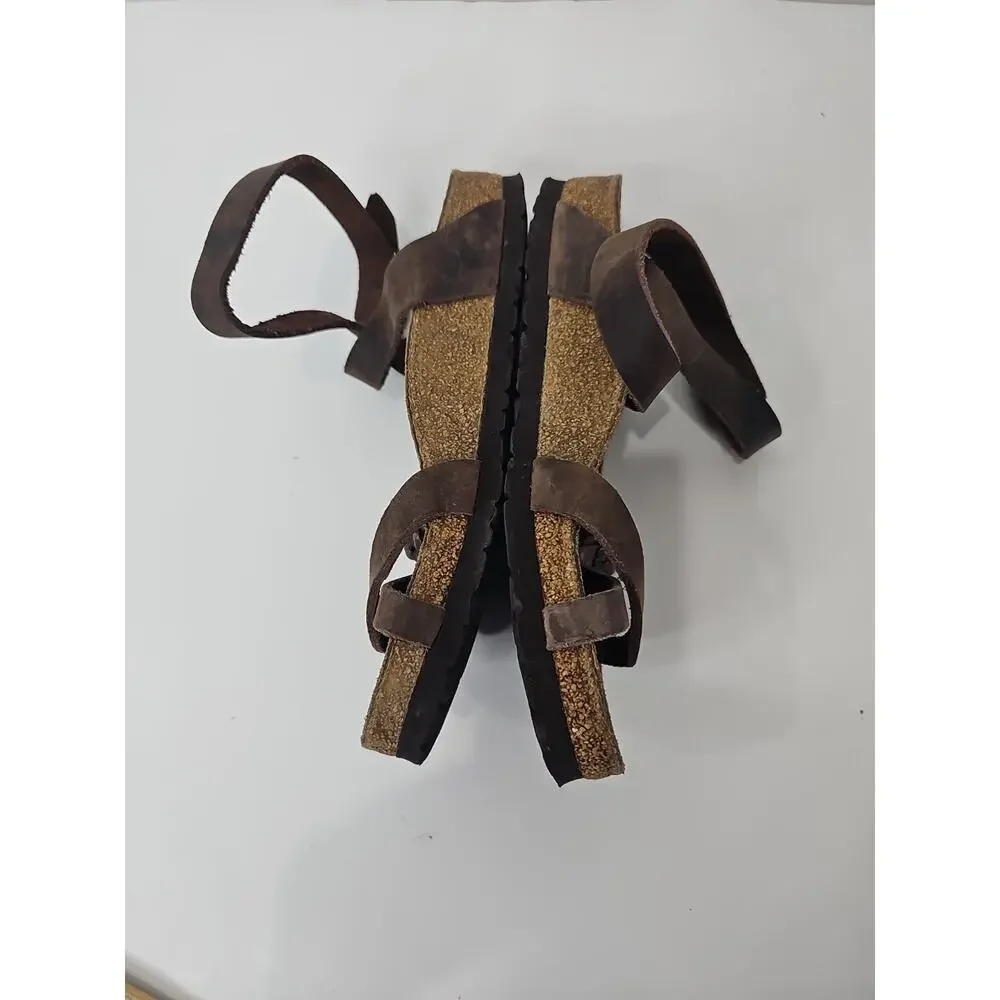 Birkenstock Yara Habana Oiled Leather Sandals Ankle Strap Brown Women's Size 38